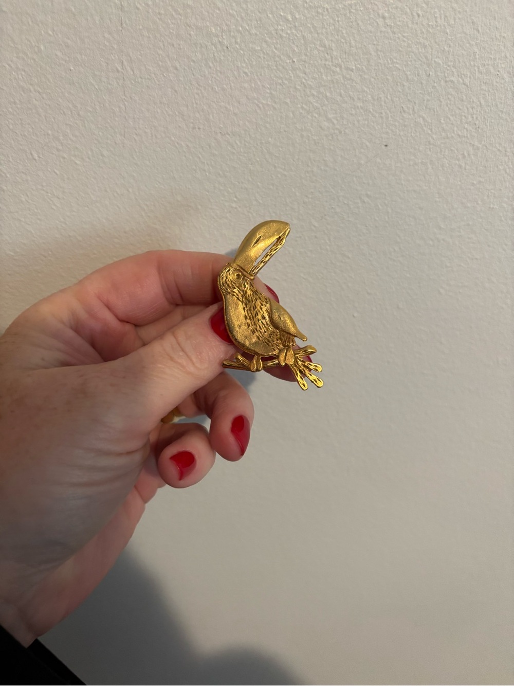 Gold Pelican Bird Brooch Pin